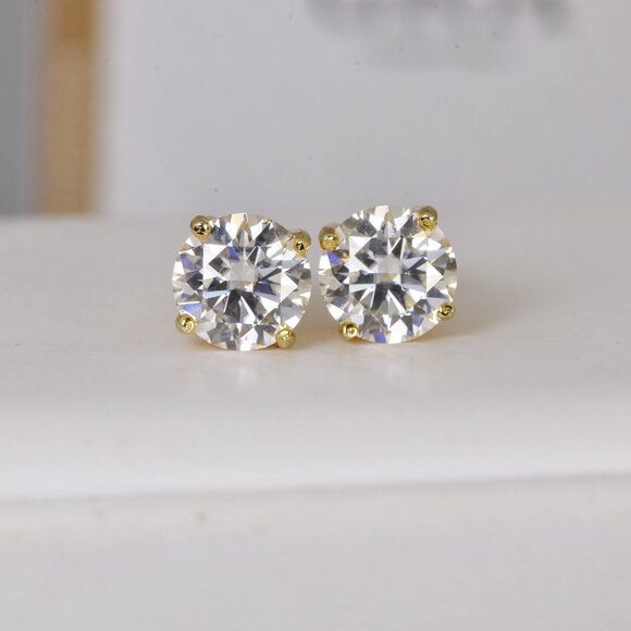 GRA Certified 4.0 tcw Brilliant Round Cut Moissanite Stud Earrings Solid 925 - Picture 4 of 7